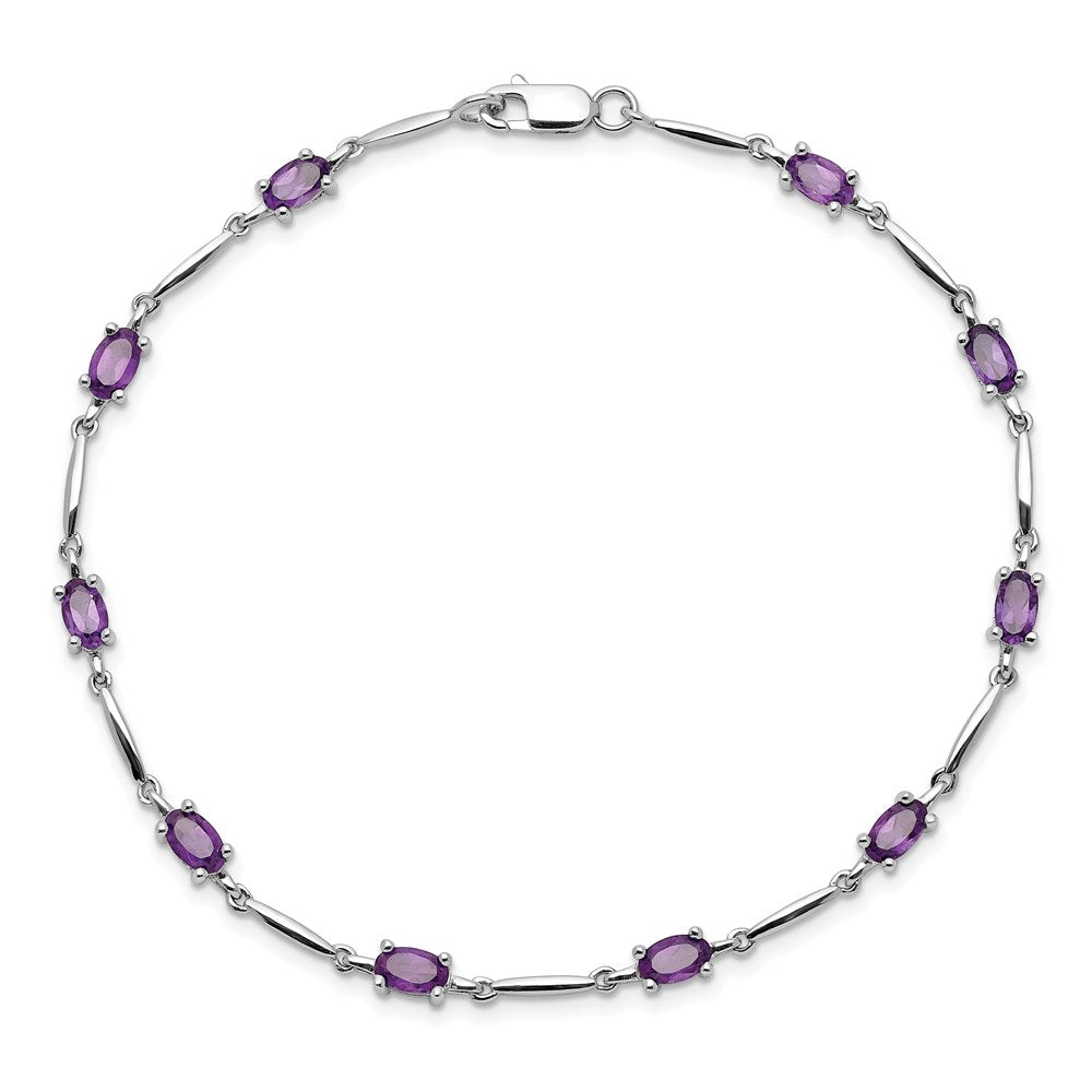 Sterling Silver Rhodium-plated Amethyst Bracelet QX843AM