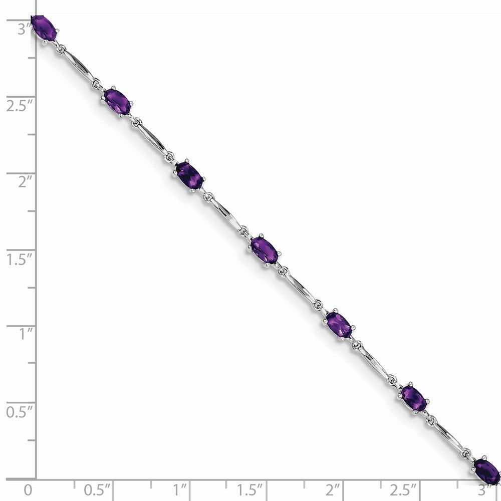 Sterling Silver Rhodium-plated Amethyst Bracelet QX843AM