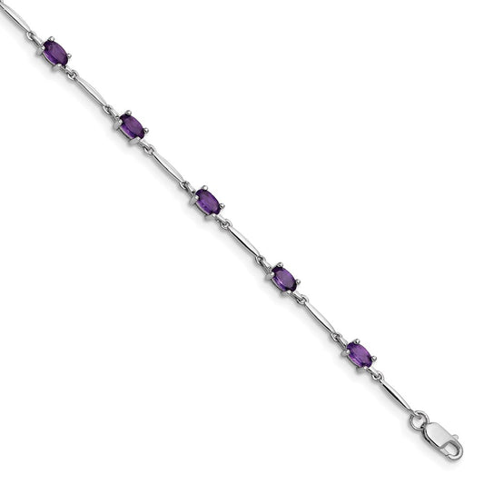 Sterling Silver Rhodium-plated Amethyst Bracelet QX843AM