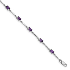 Sterling Silver Rhodium-plated Amethyst Bracelet QX843AM