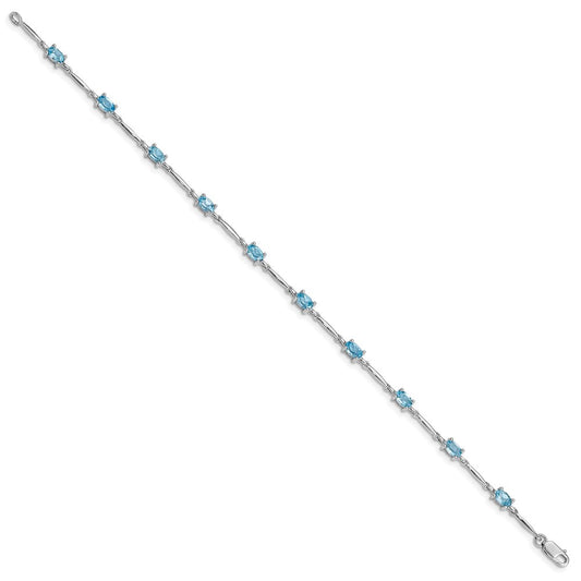 Sterling Silver Rhodium-plated Blue Topaz Bracelet QX843BT