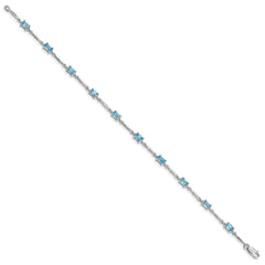Sterling Silver Rhodium-plated Blue Topaz Bracelet QX843BT
