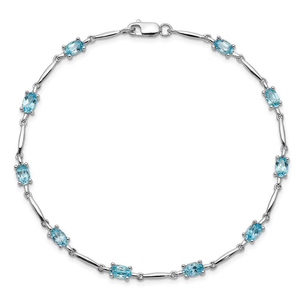 Sterling Silver Rhodium-plated Blue Topaz Bracelet QX843BT
