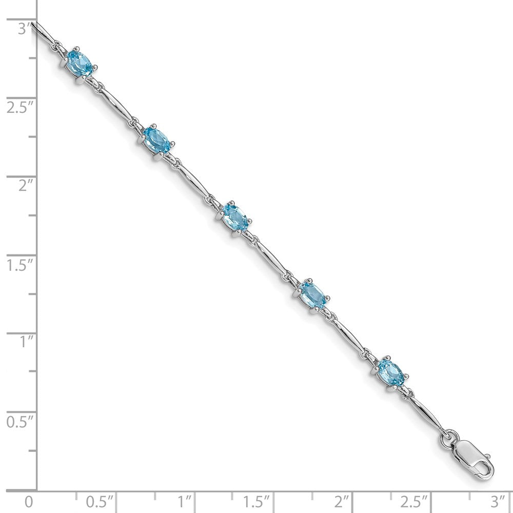 Sterling Silver Rhodium-plated Blue Topaz Bracelet QX843BT