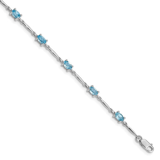 Sterling Silver Rhodium-plated Blue Topaz Bracelet QX843BT
