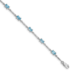 Sterling Silver Rhodium-plated Blue Topaz Bracelet QX843BT