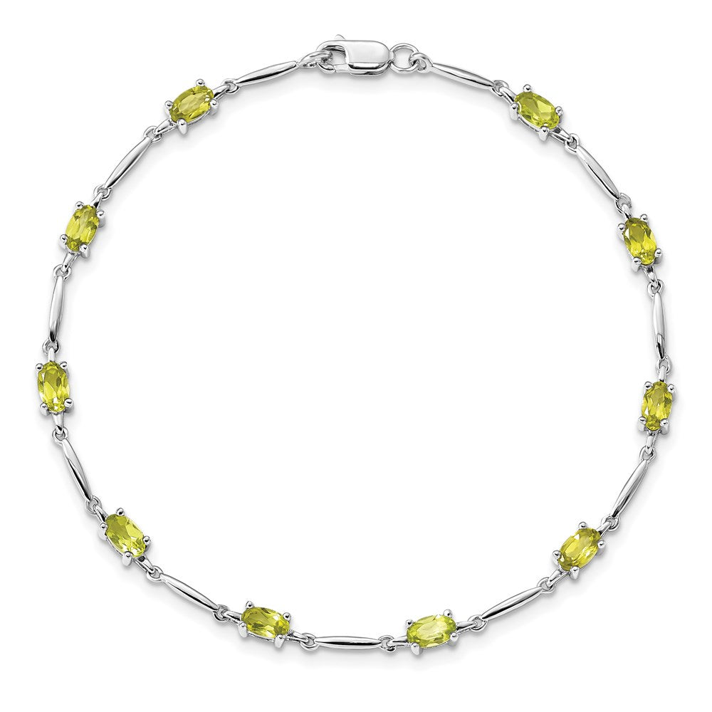 Sterling Silver Rhodium-plated Peridot Bracelet QX843PE