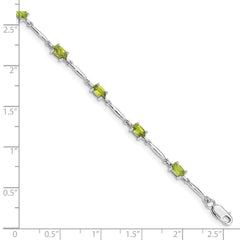 Sterling Silver Rhodium-plated Peridot Bracelet QX843PE