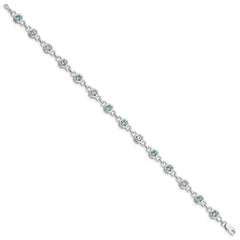 Sterling Silver Rhodium-plated Blue Topaz & Diamond Bracelet QX846BT