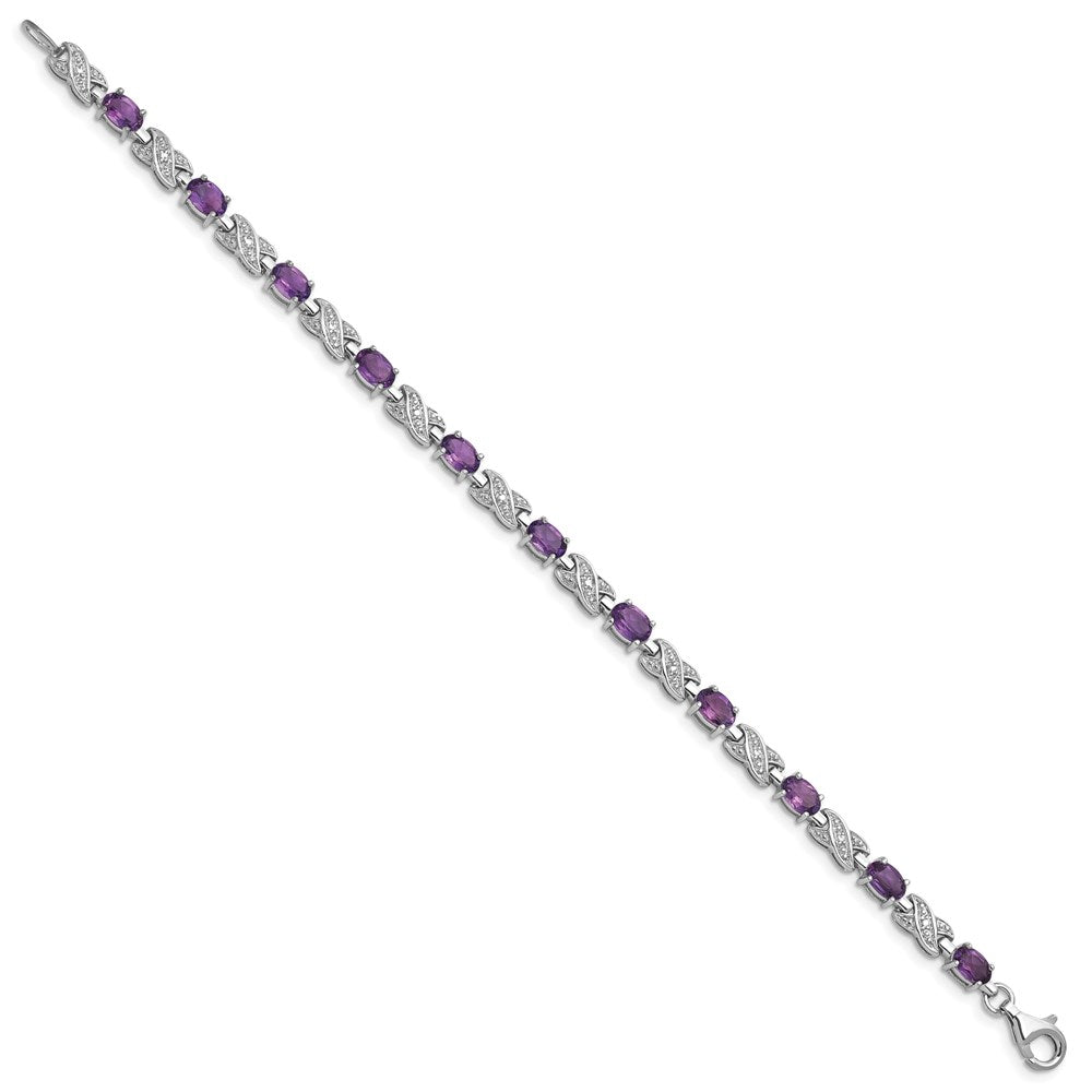 Sterling Silver Rhodium-plated Amethyst Bracelet QX851AM