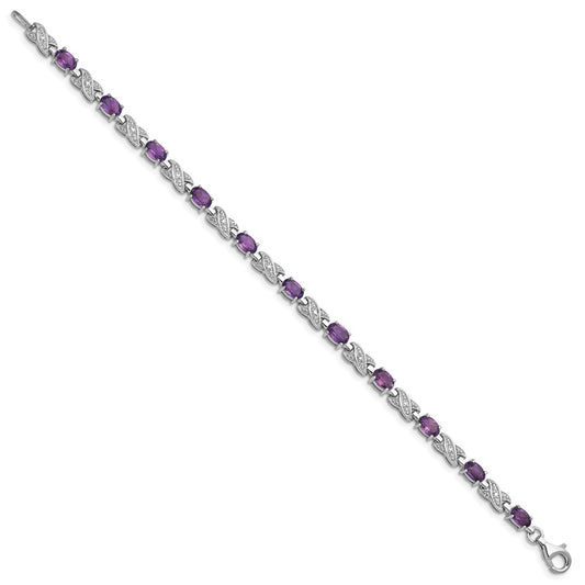 Sterling Silver Rhodium-plated Amethyst Bracelet QX851AM