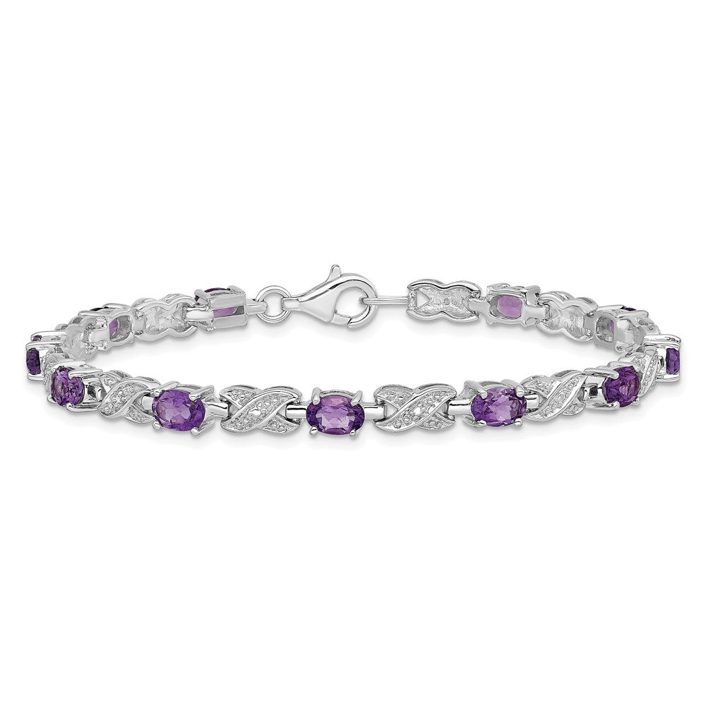 Sterling Silver Rhodium-plated Amethyst Bracelet QX851AM