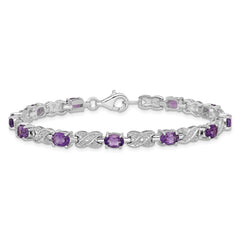 Sterling Silver Rhodium-plated Amethyst Bracelet QX851AM