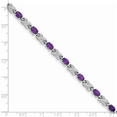 Sterling Silver Rhodium-plated Amethyst Bracelet QX851AM