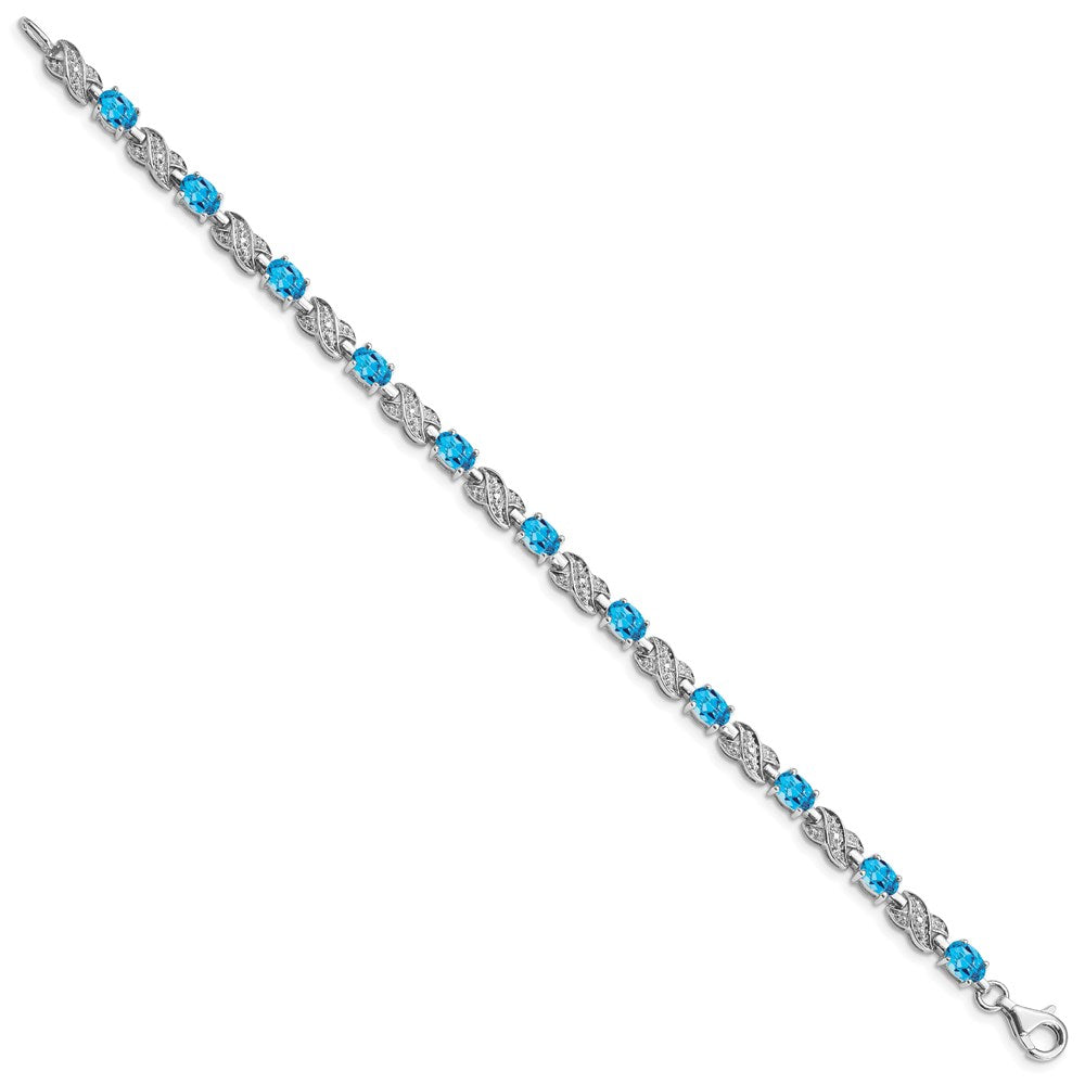 Sterling Silver Rhodium-plated Blue Topaz Bracelet QX851BT