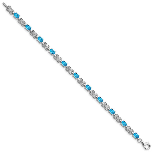 Sterling Silver Rhodium-plated Blue Topaz Bracelet QX851BT
