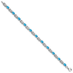 Sterling Silver Rhodium-plated Blue Topaz Bracelet QX851BT
