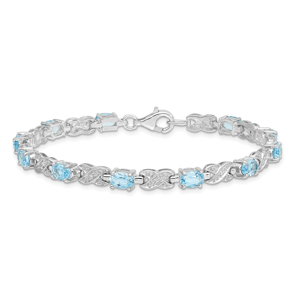 Sterling Silver Rhodium-plated Blue Topaz Bracelet QX851BT
