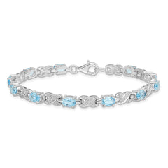 Sterling Silver Rhodium-plated Blue Topaz Bracelet QX851BT