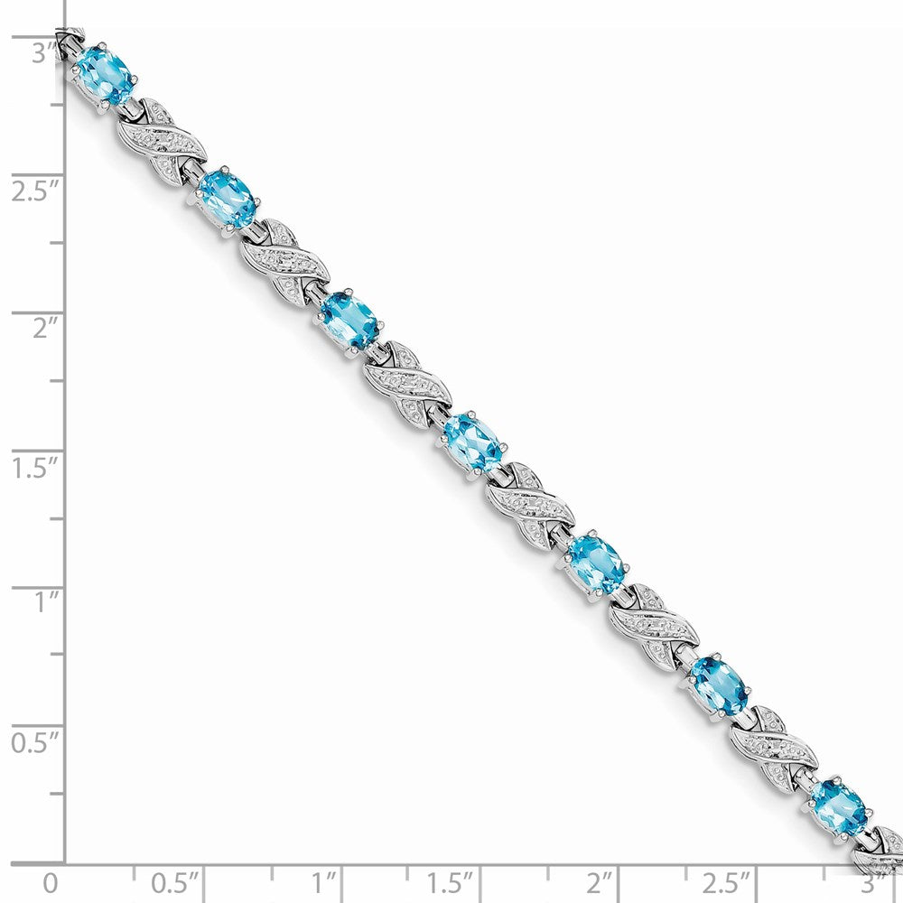 Sterling Silver Rhodium-plated Blue Topaz Bracelet QX851BT