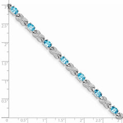 Sterling Silver Rhodium-plated Blue Topaz Bracelet QX851BT