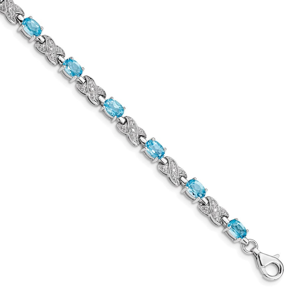 Sterling Silver Rhodium-plated Blue Topaz Bracelet QX851BT
