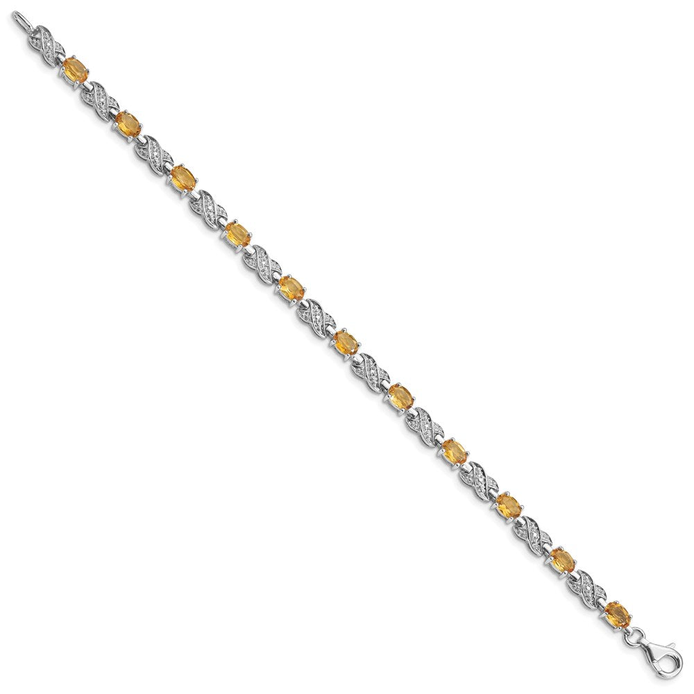 Sterling Silver Rhodium-plated Citrine Bracelet QX851CI