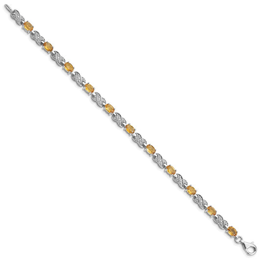 Sterling Silver Rhodium-plated Citrine Bracelet QX851CI