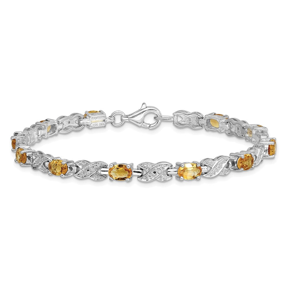 Sterling Silver Rhodium-plated Citrine Bracelet QX851CI