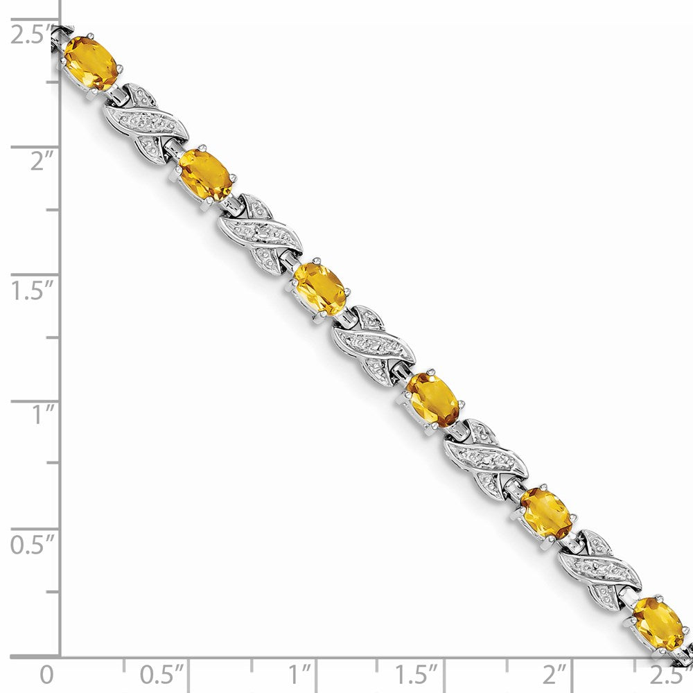 Sterling Silver Rhodium-plated Citrine Bracelet QX851CI