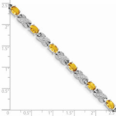 Sterling Silver Rhodium-plated Citrine Bracelet QX851CI