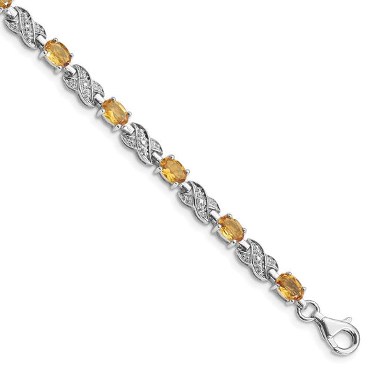 Sterling Silver Rhodium-plated Citrine Bracelet QX851CI