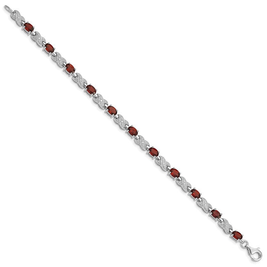 Sterling Silver Rhodium-plated Garnet Bracelet QX851GA