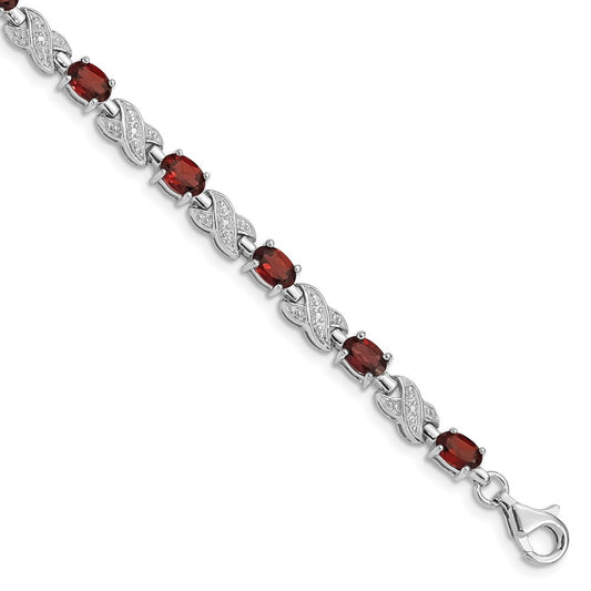 Sterling Silver Rhodium-plated Garnet Bracelet QX851GA