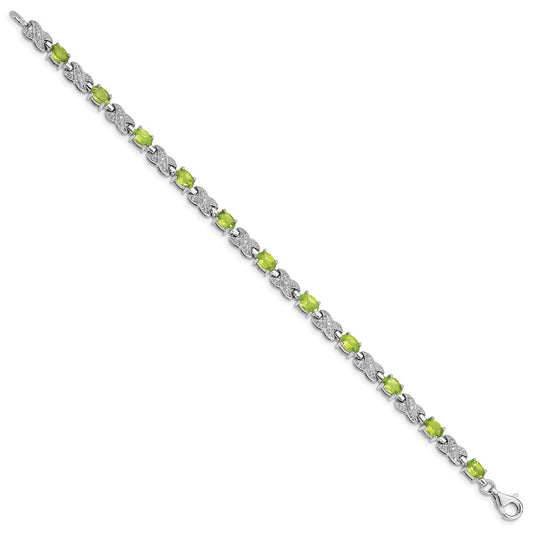 Sterling Silver Rhodium-plated Peridot Bracelet QX851PE