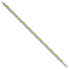 Sterling Silver Rhodium-plated Peridot Bracelet QX851PE