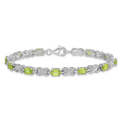Sterling Silver Rhodium-plated Peridot Bracelet QX851PE
