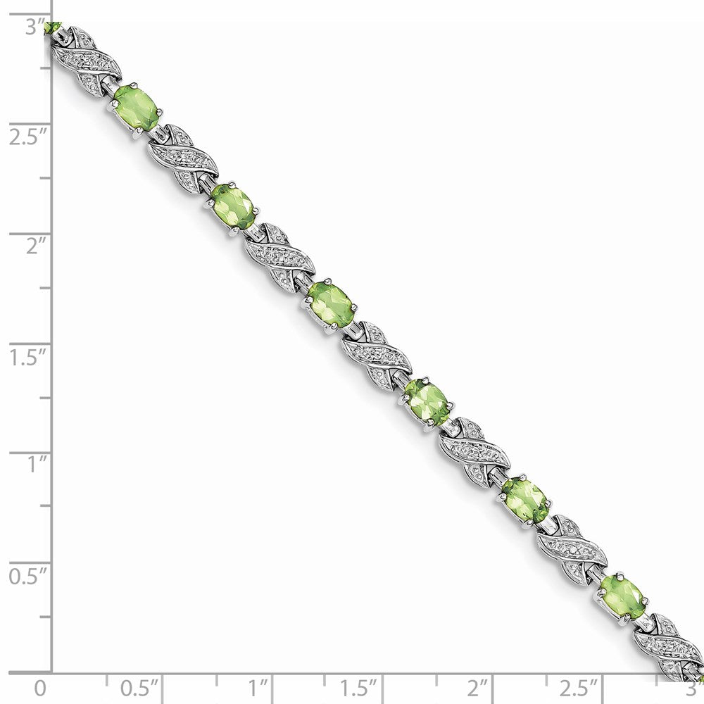 Sterling Silver Rhodium-plated Peridot Bracelet QX851PE