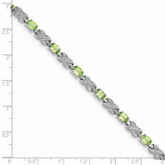 Sterling Silver Rhodium-plated Peridot Bracelet QX851PE