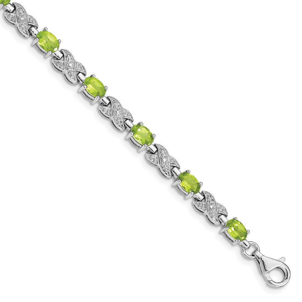 Sterling Silver Rhodium-plated Peridot Bracelet QX851PE
