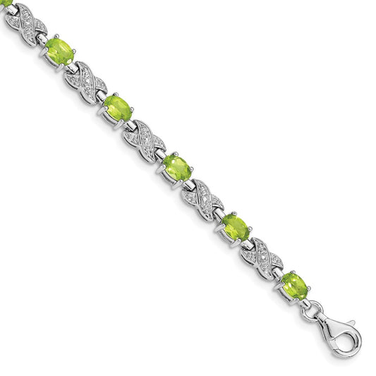 Sterling Silver Rhodium-plated Peridot Bracelet QX851PE