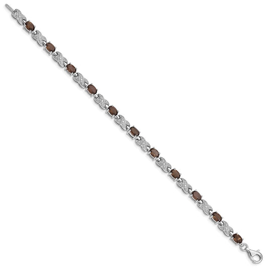 Sterling Silver Rhodium-plated Smoky Quartz Bracelet QX851SQ
