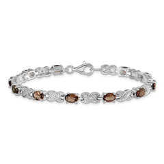 Sterling Silver Rhodium-plated Smoky Quartz Bracelet QX851SQ