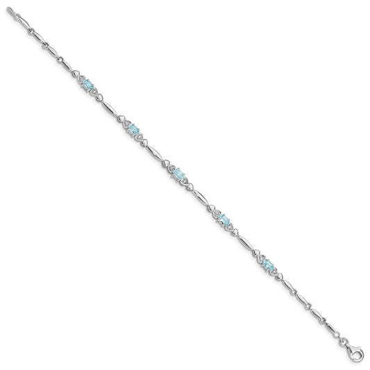 Sterling Silver Rhodium-plated Aquamarine and Diamond Bracelet QX852AQ