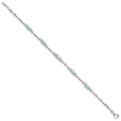 Sterling Silver Rhodium-plated Aquamarine and Diamond Bracelet QX852AQ