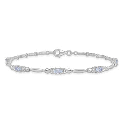 Sterling Silver Rhodium-plated Aquamarine and Diamond Bracelet QX852AQ