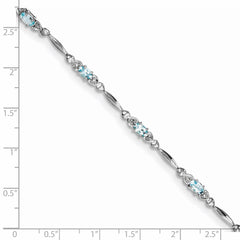 Sterling Silver Rhodium-plated Aquamarine and Diamond Bracelet QX852AQ