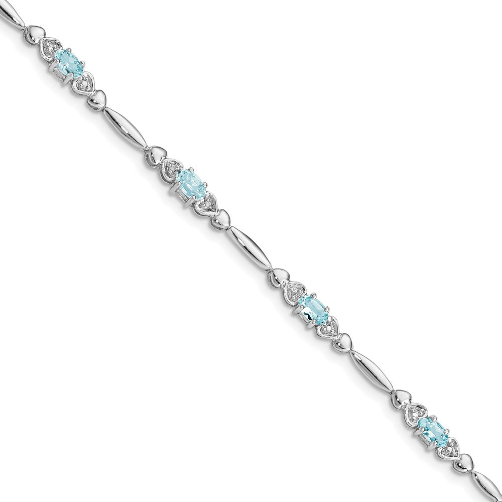 Sterling Silver Rhodium-plated Aquamarine and Diamond Bracelet QX852AQ