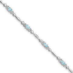 Sterling Silver Rhodium-plated Aquamarine and Diamond Bracelet QX852AQ