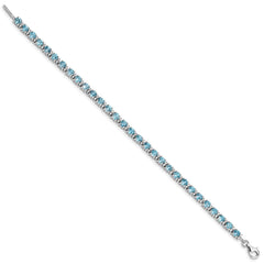 Sterling Silver Rhodium-plated Blue Topaz and Diamond Bracelet QX853BT